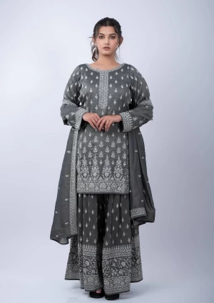 Formal gharara set with heavy top and 4 side border heavy dupatta